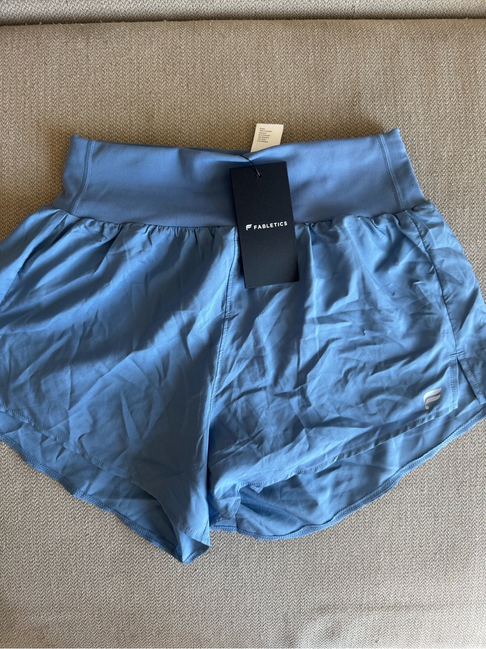 Fabletics Dusty Blue Wide-Waist Athletic Shorts